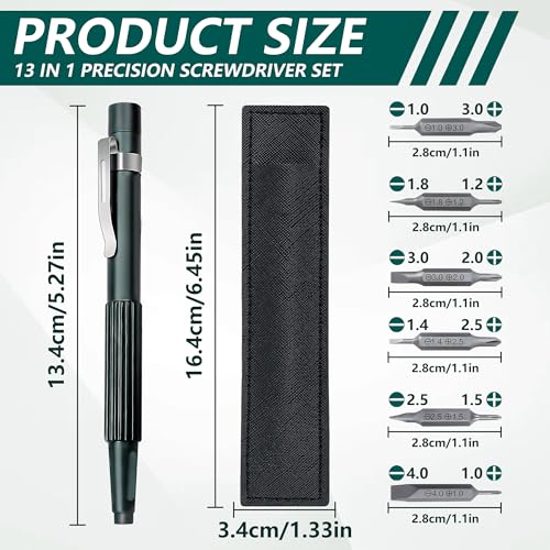 Precision Magnetic Screwdriver Set, 13-in-1 Pen-Style Mini Kit.