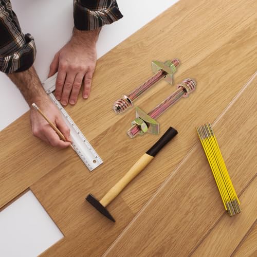 12 Pcs Bed Frame Hardware Connector Kit M8x80 Panel Furniture Wardrobe Four-In-One Connectors Fittings Table Bed Assembly Fasteners Bolts Nuts Threads Half Moon Spacers,Gold