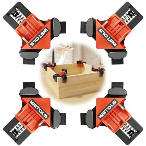 WETOLS 90 Degree Corner Clamp Set, 4 Pcs Adjustable Clamps for Woodworking