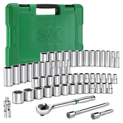 SK 3/8" Drive Socket Set with 216-P Ratchet, SAE & Metric,CR-V Steel