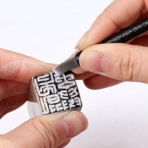Stone Seal Engraving Kit/Stone Carving Set/Stone Engraving Tools with Clamp Stone Carving Chisel Set (8 Knife)