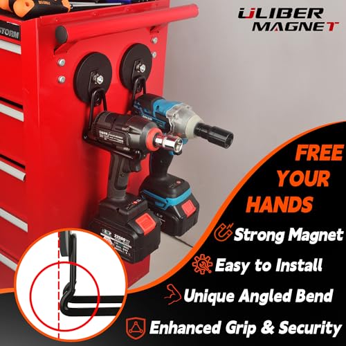 ULIBERMAGNET New Updated Gaint Magnetic Hooks,2 Pack Heavy Duty Large Magnetic Hooks for Extension Cord, Cable, Hose, Power Cord,Rope,Drill,Jig Saw,Circular Saw,Garden Lawn Tools (Black/3.46inch) - style: Upgraded Black Large L Extra Strong Hooks