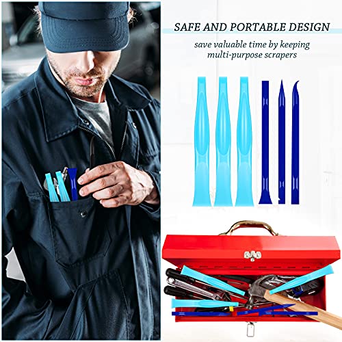 Honoson 6 Pcs Non-scratch Plastic Scraper Cleaning Tool, Blue Color - color: Blue Color
