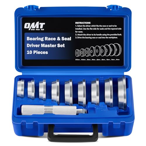 OMT Bearing Press Kit, 10pc Bearing Race and Seal Driver Set - size: 39.5 to 81 mm