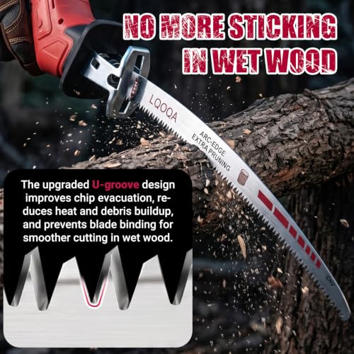 15" Deep Cut Arc Edge Reciprocating Saw Blades, 6TPI Japanese Sharp Teeth CR-V Hardened Steel, U-Groove Chip Removal, Heavy Duty Tree Trimming Blades for Arborist, 5 Pack Carry Case - size: 5 pcs sawzall blades15in