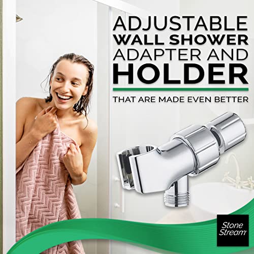 Original StoneStream Adjustable Wall Shower Adapter and Holder for Handheld Showerheads - Chrome - color: Chrome