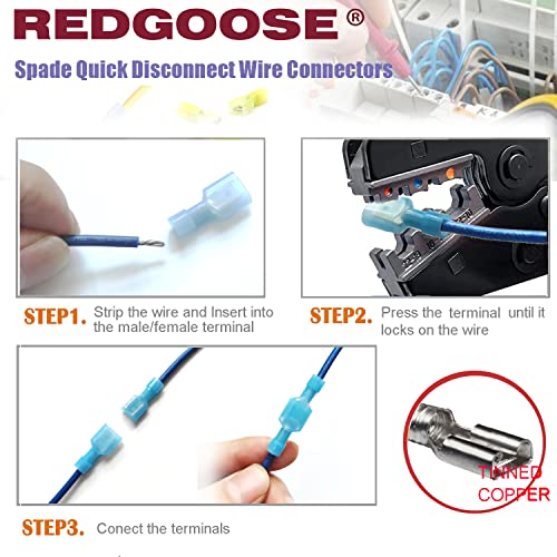 80PCS Spade Quick Disconnect Wire Connectors, 22-10 AWG Male and Female Wire Crimp Terminal(22-18AWG Red 15Pairs, 18-14AWG Blue 15Pairs,12-10AWG Yellow 10Pairs)