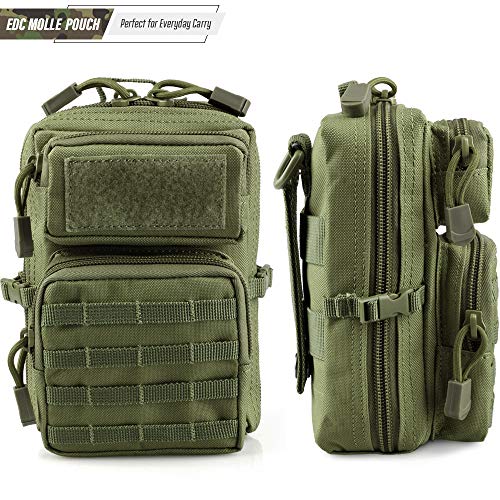LIVANS Tactical Molle Utility Pouch, EDC Tool Pouch, Small Admin Pouch - color: Army Green