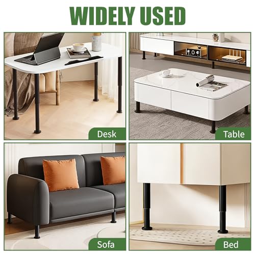 Furniture Legs Metal Adjustable 4 Pcs 16.5-29.9 inch, Adjustable Cabinet Legs for Sofa/Bed/Chair/Dresser/Table, Bed Center Slat Support Legs, Black - size: 16.5-29.9" (4pcs)