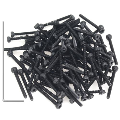 105 Pieces M2 x 20mm Socket Head Cap Screws, Thread Pitch 0.4mm, Sutemribor M2 Black Screws, 12.9 Grade Alloy Steel, Black Oxide Finish, Fully Threaded - size: M2 x 20mm, style: Socket Head