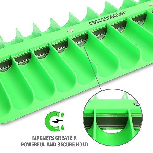 OEMTOOLS 23117 3/8" Drive Portable Magnetic Socket Organizer Tray, Magnetic Socket Holders Organizers For Tool Box, Shop, Or Garage, Holds Up To 28 Tools, Metric/SAE, Green - style: 3/8 Inch Drive