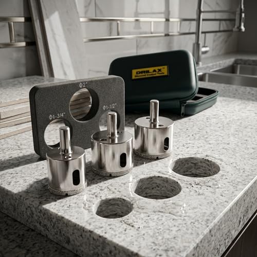 Drilax 3-Pc Diamond Hole Saw Set 1-1/2 to 2 Inch for Granite Countertops - style: 3 Pcs Set 1-1/2", 1-3/4", 2"