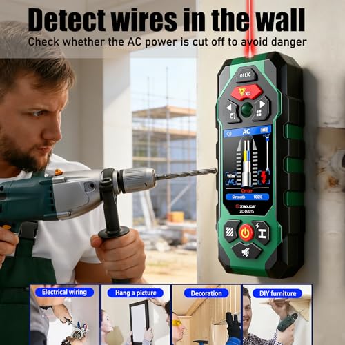 Stud Finder Wall Scanner with Laser Measure and Level 10 in1 Wall Detector - color: Green