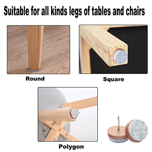 40pcs Round Heavy Duty Nail-on Felt Pad for Furniture Chair Table Leg Feet Floor Protectors Slide Smoothly (Brown, Pad Diameter 18mm) - color: Brown 18mm (40 Pcs)