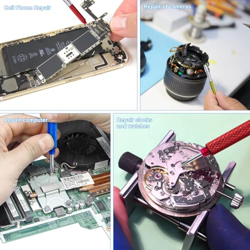 5 Pcs Mini Eyeglass Screwdriver, 4 in1 Watches Mini Precision, Stainless Steel Screwdriver Kit, Eyeglass Repair Set with Keychain,Stainless Steel Alloy Watchmaker Tool (5 colors)