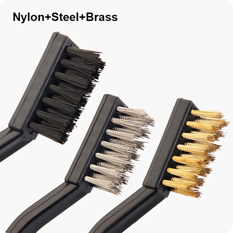 Harden 3-Piece Wire Brush Set – Professional Metal Brushes with Nylon, Steel & Brass Bristles, Heavy-Duty Bristle Brush Kit for Rust Removal, Cleaning & Detailing