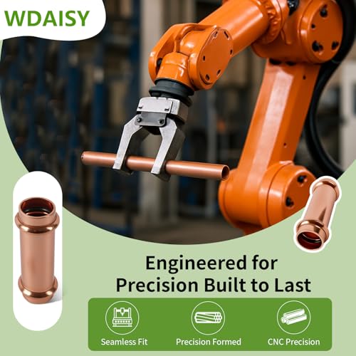 (WDAISY 5 Pack) Industrial-Grade 3/4" Press Copper Fitting – Lead-Free Press Extended Coupling No-Stop, Copper Press Fittings for Plumbing, HVAC, Potable Water, UPC & NSF/ANSI 61 Certified - size: 3/4" copper press extended coupling-5P