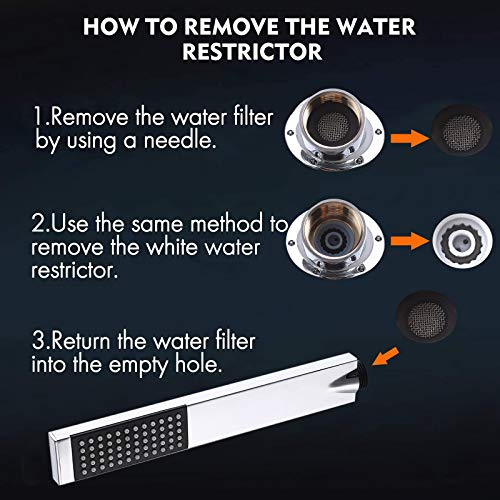 KES Brass Shower Head HandHeld Shower Wand, 1.5-Meter Long Hose Square - color: Polished Chrome