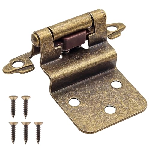 6 Pack (3 Pairs) Antique Brass Inset Hinges Self Closing Hidden Cabinet - color: Antique Brass, size: 6 Pack (3 Pairs)