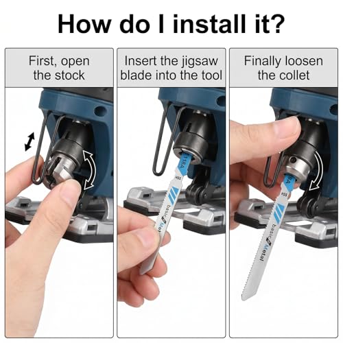 10-Piece T118A T-Shank Jigsaw Blades, High Carbon Steel Jig Saw Blade Set for Thin Metal, Sheet Metal and Aluminum Cutting, Compatible with Most Major Jigsaws