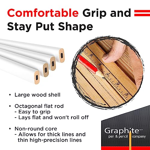 GRAPHITE Hard Lead Carpenter Pencils Bulk - (72) Pieces Lumber Wooden Pencil #2 (HB) - White - color: White, size: 72 Count (Pack of 1)