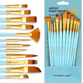 Transon Artist Paint Brush Set of 12 for Acrylic Watercolor Gouache Oil Craft Painting Blue - color: 12 Pcs Blue