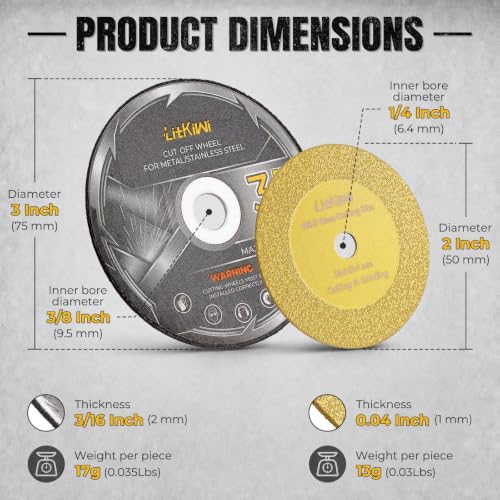 2Pcs Diamond Cutting&10Pcs 3 inch Die Grinder Cut Off Wheel,3/8" Arbor Hole - size: 10Pcs 3 inch Die Grinder Cutter&2 Diamond Cutting