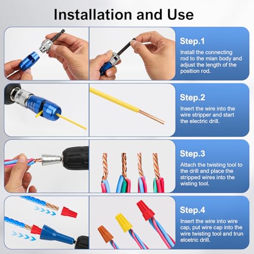 Wire Stripper for Drill, Wire Twister for 14-12-10-8-6 AWG Gauge