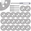 FOTYBEI 20pcs 545 Diamond Coated Cutting Wheel (20mm) for Dremel Rotary Tool with 402 Mandrel (3mm) 4pcs and Screwdriver for Rotary Tool Accessories Stone Glass Cutting (20pcs-20mm) - style: 20pcs-20mm