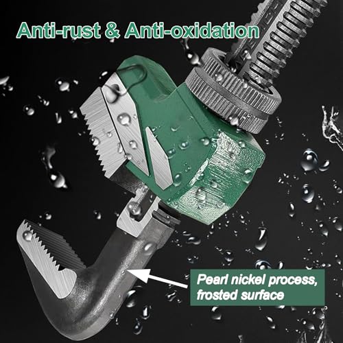 Upgraded 16 inch Heavy Duty Adjustable Pipe Wrench with [Silicone Non-slip Grip] Adjustable Wrench Fits a Variety of Fastener Sizes for Construction Machine Automobiles Home Repairs 16'' Green - color: Upgrade Green, size: 16 inch