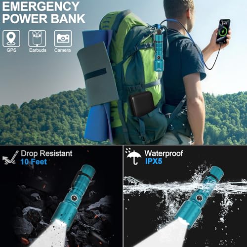 Rechargeable Flashlights High Lumens,Super Bright Small Powerful Flashlight - color: Turquoise
