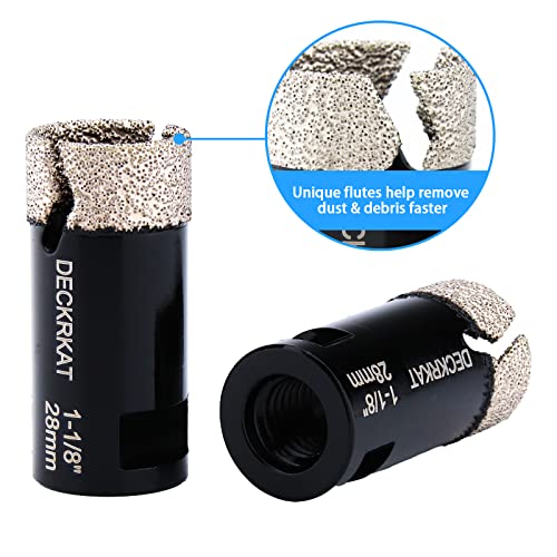 Diamond Hole Saw, 1-1/8" Hole Saw for Tiles Granite Marble Ceramic Glass Porcelain, 28mm Core Drill Bit with 5/8-11 Thread and 3/8” Hex Shank Adapter for Angle Grinders & Drills - size: 1-1/8"(28mm)