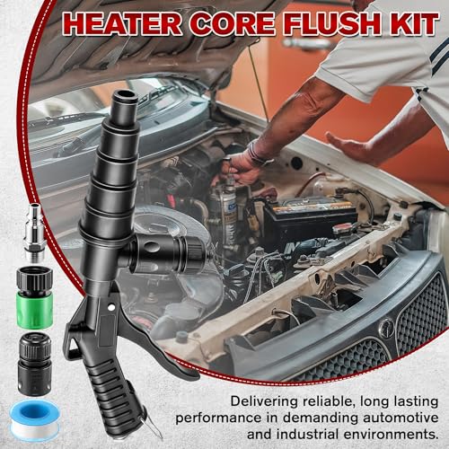 Coolant System Flush Gun, Lever Action Heater Core Flush Kit, Radiator/Cooling System Flusher, Air and Water Combo Flushing Set with Nozzles for 19-40 mm Hoses