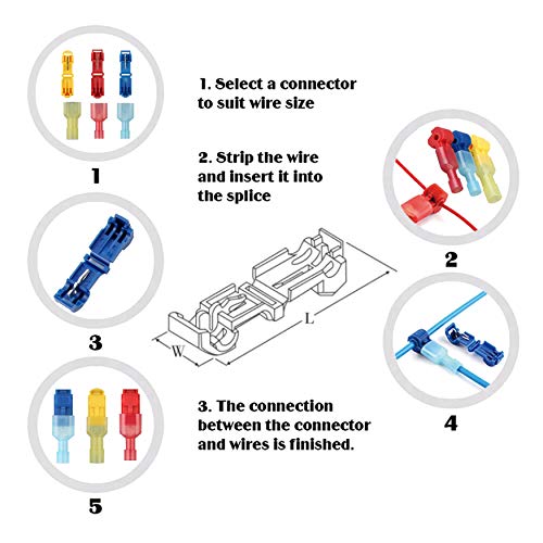 480PCS T-Tap Wire Connectors, Self-Stripping Quick Splice Electrical Wire Terminals, Insulated Male Quick Disconnect Spade Terminals Assortment Kit - style: 480PCS Tap Wire Connectors