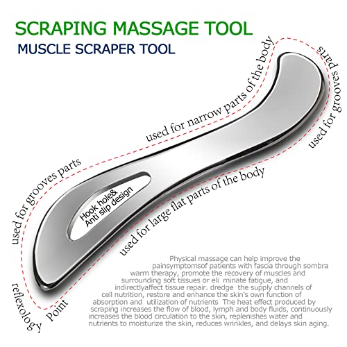 BYYDDIY Non-Magnetic 304Stainless Steel Gua Sha Muscle Scraper Tools,Scraping Massage Tools,Scar Tissue Tool,IASTM Tools,Fascia Scraper,Soft Tissue Massage Tool, Guasha Tool for Body - style: Style: S1