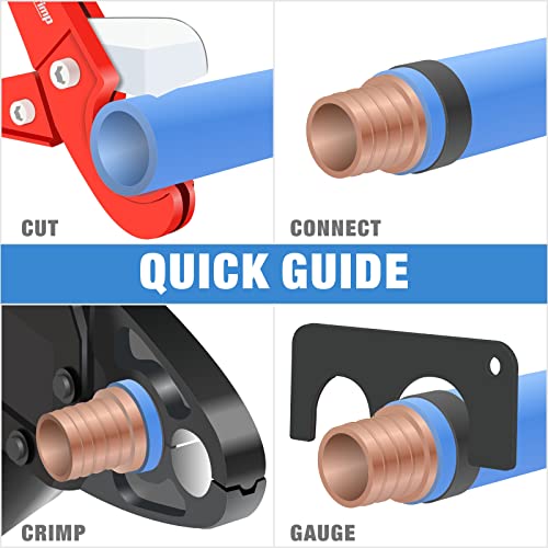 IWISS Angle PEX Crimping Tools Combo Kits for 1/2" & 3/4" Pex Crimp Rings with Go/No-Go Gauge with PEX Pipe Cutter Suits for All US F1807 Standards Copper Rings