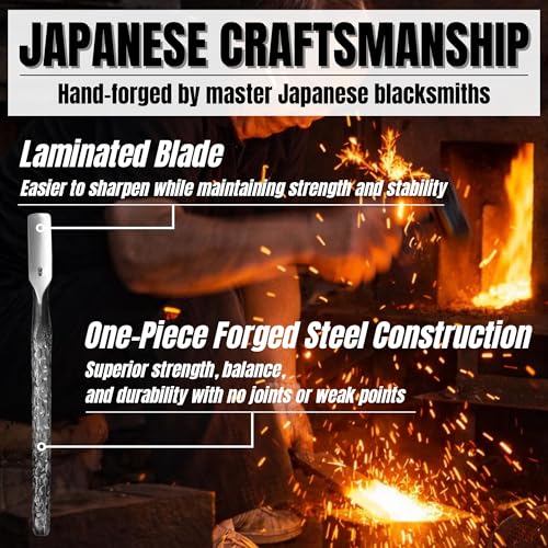 KAKURI Japanese Wood Carving Tools Set, 10-Piece Professional Wood Carving Knife Kit - Hand Forged AOGAMI Blue Paper Steel #2 Blades - Made in Japan