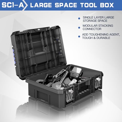 AIRAJ 4 Tier Stackable Rolling Tool Box with Wheels, 18” Tool Box Organizer