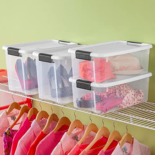 Sterilite Ultra Latch Box with Lids for Home and Office, 30 Quart, 12-Pack | Heavy-Duty and Stackable Plastic Containers with Latches for Closet, Cabinet, Bedroom, Bathroom and Dorm Room Organization - size: 30 Quart