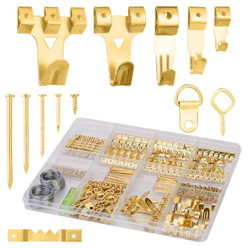 CrimsonMark 303-Piece Picture Hanging Assortment with Heavy Duty Hooks - size: Gold