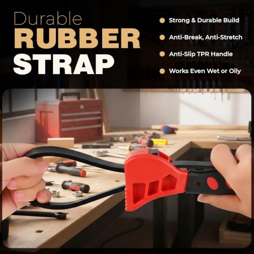 LUBANA 2-Pack Adjustable Strap Wrench Set, Heavy Duty Rubber Oil Filter Wrench for Plumbing, Jar Opening, Pipe Repair & Auto Maintenance, Non-Slip Multi-Purpose Tool for Large and Small Objects