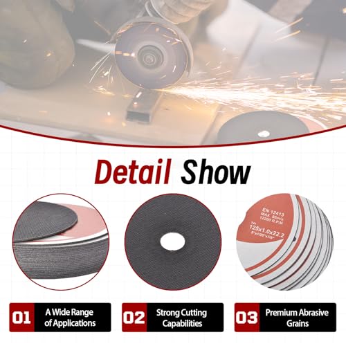 100 Pack 5" x.040 x7/8" Cut-Off Wheel - Metal & Stainless Steel Cutting Discs - size: 100pcs 5"*0.040"*7/8"