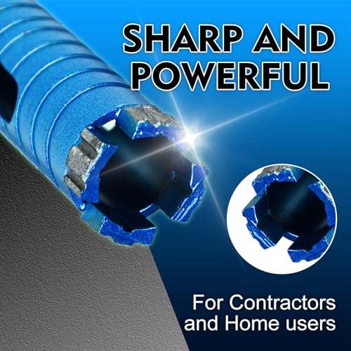 SALI Diamond Core Drill Bits 1" Diameter 10"/254mm Drilling Depth 5/8-11" Thread Core Bit Turbo Laser-Welded Segments for Cured Concrete with, Brick, Block, Masonry, with Two Adapters - size: 1 inch