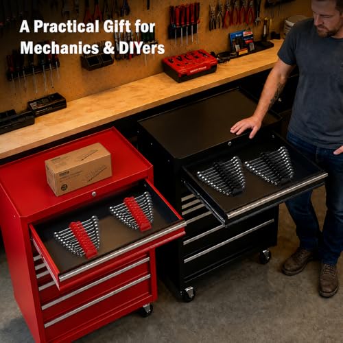 120 pcs Modular Wrench Organizer for Tool Drawers (Black & Red & Blue) - color: Black & Red & Blue
