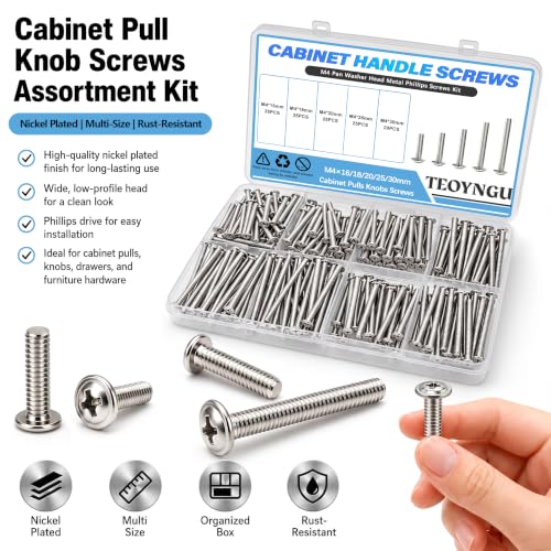 120PCS Assortment，Cabinet Pull and Knob Screws, M4×16/18/20/25/30mm, Machine Screws with Pan Washer Head, Metal Phillips Screws Kit for Drawer, Cupboard, Closet Handle Installation - size: M4×16/18/20/25/30mm