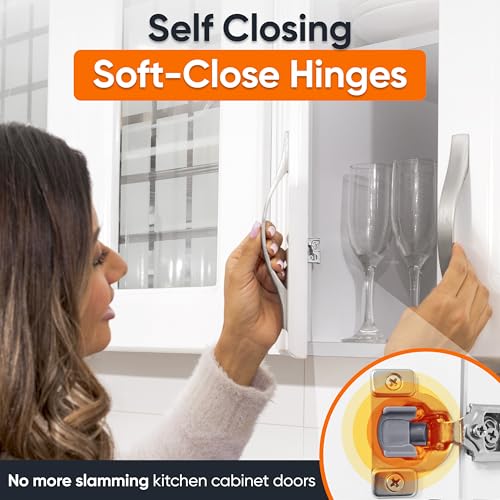 DecoBasics 50 Pack(25 Pair) 1/2" Overlay Soft Close Cabinet Hinges for Kitchen & Bath - Concealed Soft Close Hinge for cabinet Door w Self Closing Damper -Easy Upgrade -Stainless Steel Last a Lifetime - size: 1/2 in.