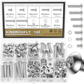 148 Pieces M6 x 10/12 /16/20 /25/30 /35mm Button Head Socket Cap Screws Nuts Washers Assortment Kit, 304 Stainless Steel, Fully Machine Thread - size: M6, style: Button Head