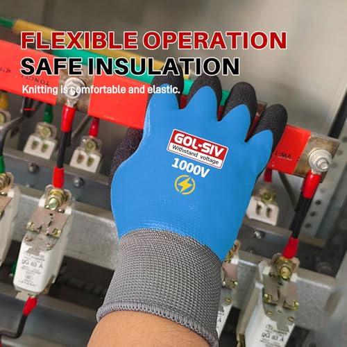 Electrician Gloves, 1000V ASTM D120 Certified, Blue Large - color: Blue-1pc, size: 1000V-Large
