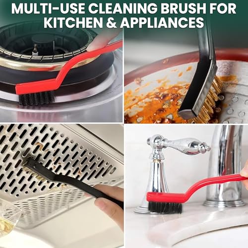 8 Pcs Crevice Cleaning Brush Set – Hard Bristle Cleaning Tools for Grout, Gaps & Narrow Spaces – Multi-Purpose Grout Brush, for Cleaning Bathroom, Shower, Window Tracks, Kitchen - color: Black, White, Red, Yellow