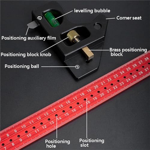 Multifunctional Carpenter's Combination Angles Ruler Metal Measuring Instrument for Accurate Angles Combination Square Adjustable Angles Gauges 90/45 Degree Measuring Tool（40cm/16inch）